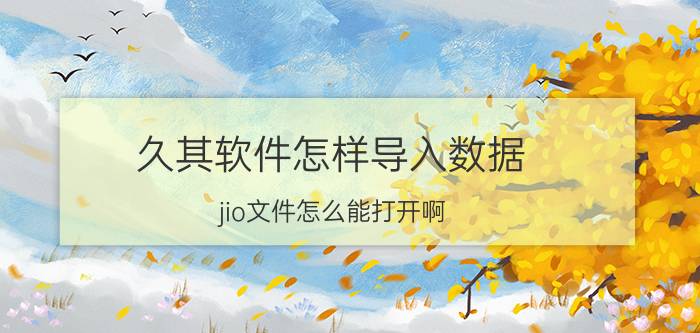 久其软件怎样导入数据 jio文件怎么能打开啊？